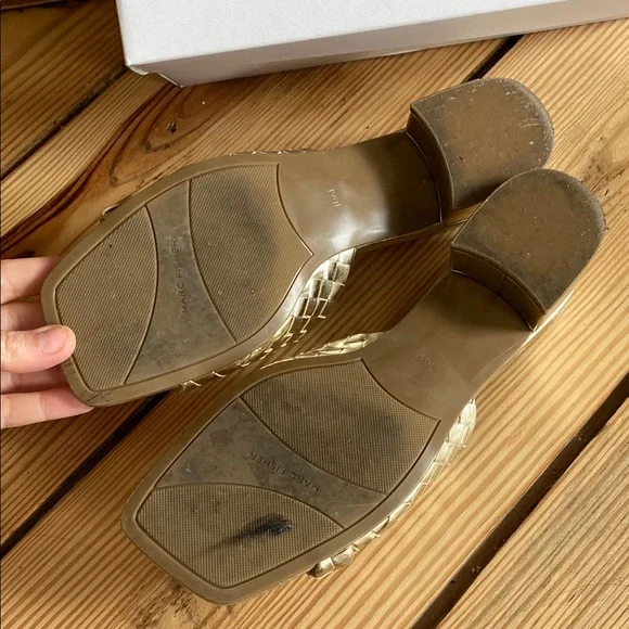 Marc Fisher Gold Woven Mules - Picture 2 of 6